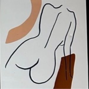 Framed Feminine Mid century modern burgundy & peach prints in contemporary style